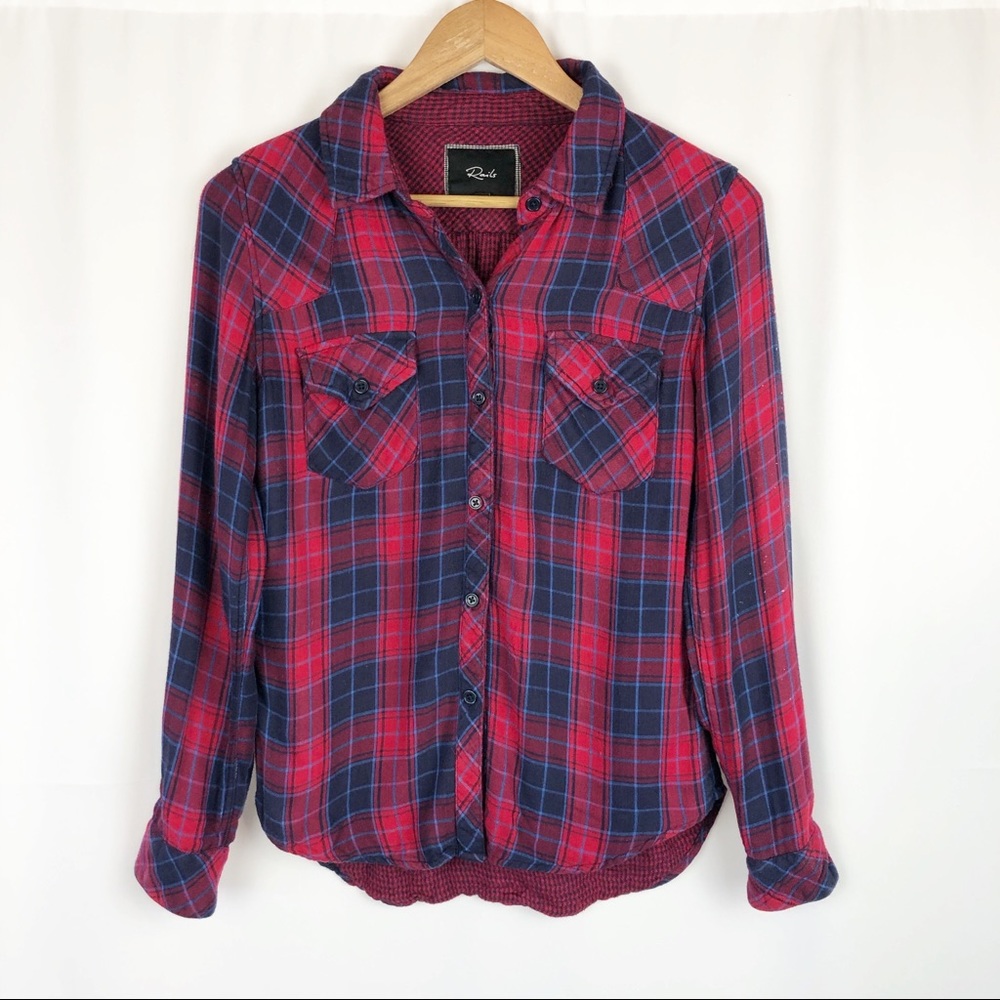 3/30 Rails Flannel Hunter Button Down Navy/Red XS